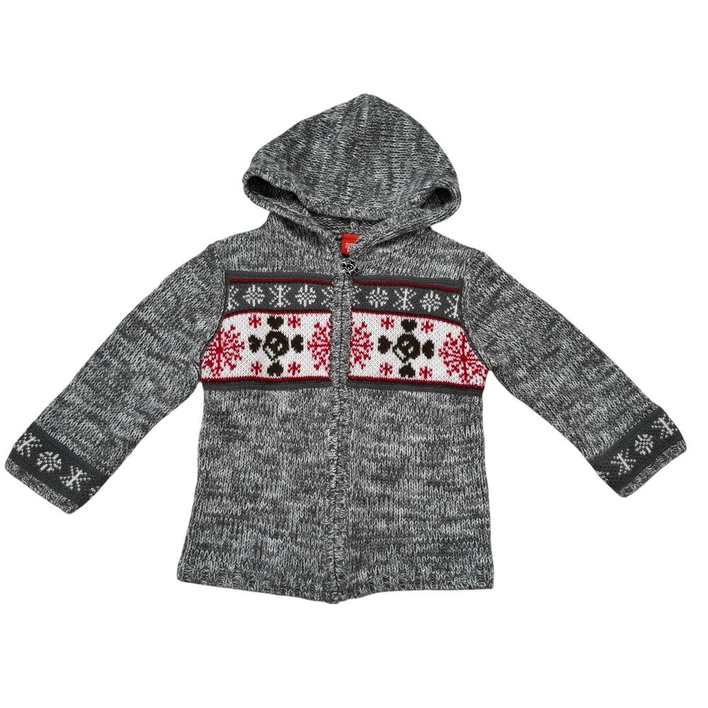 Vintage PAUL FRANK Small Paul Holiday Fair Isle Hoodie Sweater Size 4 Kids Skull